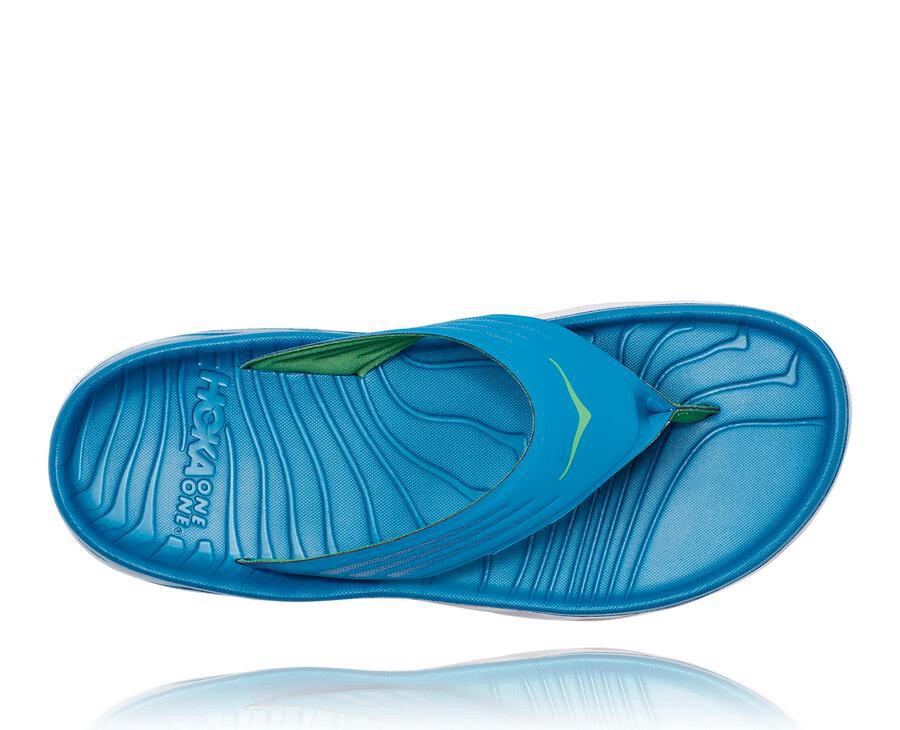 Hoka One One Sandale Panske Modre/Biele - ORA Recovery Flip - 25869-CETP